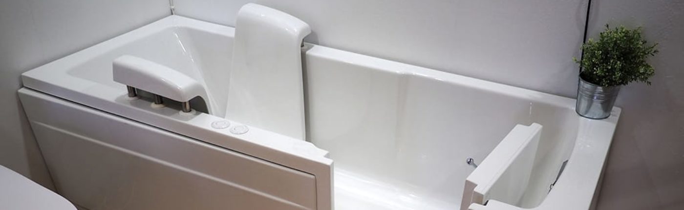 White walk-in bathtub